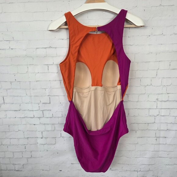 Summersalt Cove OP Womens One Piece Swimsuit Size 12 Orange Magenta Color Block - Picture 5 of 9